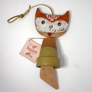 Vintage Pacific Stoneware USA People Lover Orange Cat "Queenie" Windchime 1973